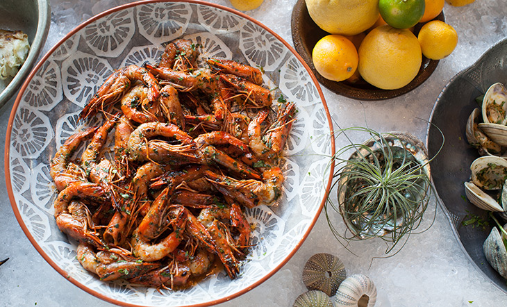 Cassia sunbathing prawns photo by Rick Poon