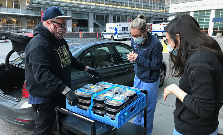 Jamie Bissonette delivering meals to hospital workers photo courtesy Off Their Plate 