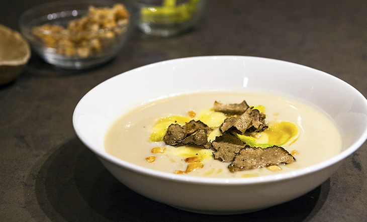 White Bean Bouillon with Mascarpone Raviolini Recipe | James Beard Foundation
